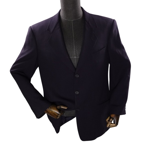 Mani Giorgio Armani Mens 40R Blazer Navy Blue 100% Wool 3 Button Jacket Canada